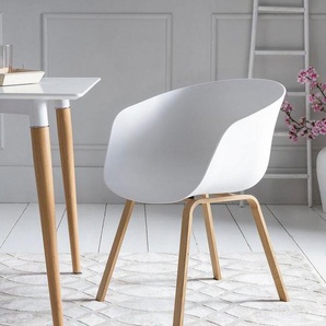 SalesFever Schalenstuhl (Set, 2 St), Metallbeine in Holzoptik