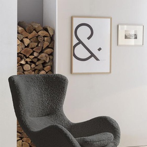Schaukelsessel SALESFEVER Sessel Gr. Stoff, Wippfunktion, B/H/T: 75 cm x 106 cm x 102 cm, grau Schaukelsessel Sessel mit Bezug in Teddyfell Optik