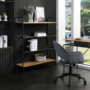 SalesFever Schreibtisch, Ablagefläche aus Metallrahmen und Polyrattan in Geflechtoptik