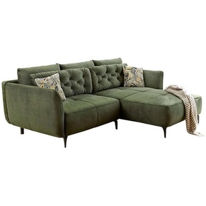 SALO Longchair-Sofa, Velours grün, 100% Polyester, Jaquard gemustert 70% Polyester