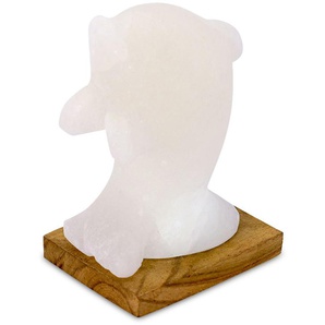 Salzkristall-Tischlampe HIMALAYA SALT DREAMS Delfin Lampen Gr. Ø 7 cm Höhe: 15 cm, weiß Dekoleuchten Handgefertigt aus Salzkristall - jeder Stein ein Unikat, H: ca.15 cm