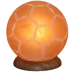 Salzkristall-Tischlampe HIMALAYA SALT DREAMS Fussball Lampen Gr. Ø 14 cm Höhe: 15 cm, orange Dekoleuchten Handgefertigt aus Salzkristall - jeder Stein ein Unikat, H: ca.15 cm