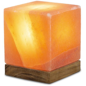 Salzkristall-Tischlampe HIMALAYA SALT DREAMS Kubus Lampen Gr. Ø 10 cm Höhe: 12 cm, orange Dekoleuchten Handgefertigt aus Salzkristall - jeder Stein ein Unikat, H: ca.12 cm