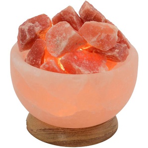 Salzkristall-Tischlampe HIMALAYA SALT DREAMS Salzkristallschale Lampen Gr. Ø 13 cm Höhe: 15 cm, orange Dekoleuchten Handgefertigt aus Salzkristall - jeder Stein ein Unikat, H: ca.15 cm