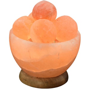 Salzkristall-Tischlampe HIMALAYA SALT DREAMS Salzkristallschale Lampen Gr. Höhe: 15 cm, orange Dekoleuchten Handgefertigt aus Salzkristall - jeder Stein ein Unikat, H: ca.15 cm