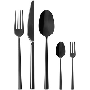 Sambonet Besteckset Rock, Schwarz, Metall, 60-teilig, lebensmittelecht, Essen & Trinken, Besteck, Besteck-Sets