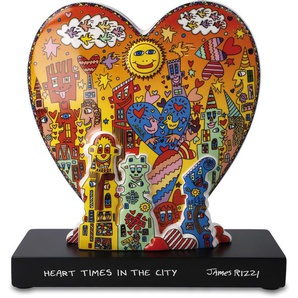 Sammelfigur GOEBEL Figur James Rizzi - Heart times in the City Dekofiguren Gr. B/H/T: 21 cm x 23 cm x 9 cm, Herz, bunt Sammlerfiguren