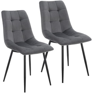 Samt Esszimmerstuhl Blanca 2er Set - Dunkelgrau