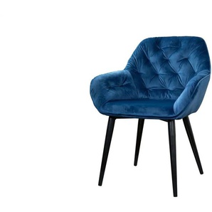 Samt-Polsterstuhl - blau - Materialmix - 62 cm - 82 cm | Möbel Kraft
