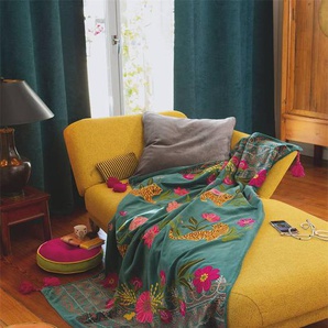 Unimall Tagesdecke 230x250 cm Natur Beige aus 100% Bio Baumwolle als Überwurf im Schlafzimmer mit Elegante Mustetung