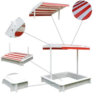 Sandkasten mit Sonndendach Sandkiste Weiß Sandbox Holzsandkasten Spielhaus - Melko
