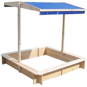 Sandkasten mit verstellbarem Dach 120 x 120 x 120 cm Sandbox Sandkiste (Blau) - Melko