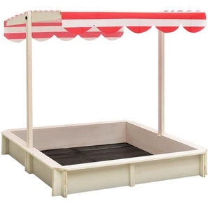 vidaXL Sandkasten mit Verstellbarem Dach Tannenholz Weiß und Rot UV50