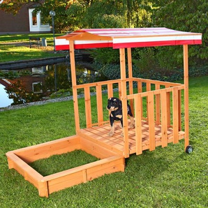Sandkasten Spielhaus mit Spielveranda Sandbox Sandkiste Holz mit Dach Deckel NEW