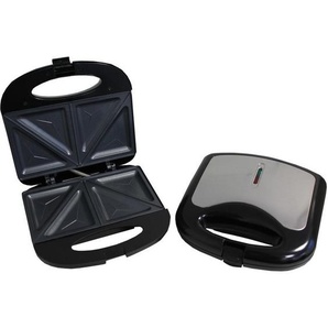 Sandwichtoaster, Schwarz, Metall, Kunststoff, 22x22x7.8 cm, Aufwärm- und Bereitschaftsanzeige, Antihaftbeschichtung, wärmeisolierte Griffe, Küchengeräte, Toaster