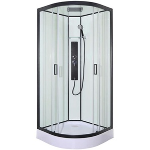 Sanotechnik Duschkabine, Schwarz, Transparent, Kunststoff, Glas, 90x225x90 cm, Badezimmer, Baden & Duschen, Duschkabinen