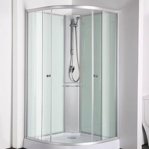 Sanotechnik Komplettduschkabine RIO 90 x 90 x 204 - 2 Schiebetüren - Sicherheitsglas - Handbrause - Praktische Glasablage PS03S