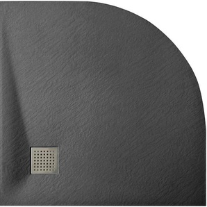 Sanotechnik Rundduschwanne SMC Brausetasse schwarz, halbrund, Maße: 90x90x2,6cm
