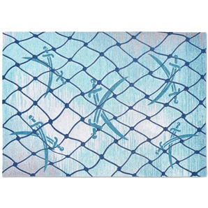 SANSIBAR Sylt Webteppich  Keitum ¦ blau ¦ Baumwolle ¦ Maße (cm): B: 130 H: 0,3