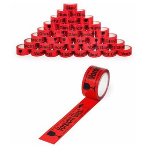 Sanundo - 36 Rollen Paketband Packband Vorsicht Glas 50mm x 66m Paketklebeband leise