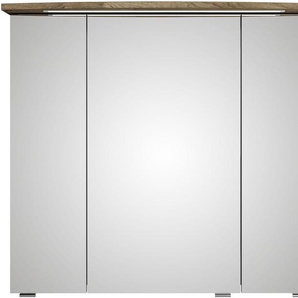 Saphir Badezimmerspiegelschrank Serie 4010 Badezimmer-Spiegelschrank inkl. LED-Beleuchtung im Kranz Badschrank 82 cm breit, 3 Türen, 6 Glas-Einlegeböden, inkl Türdämpfer