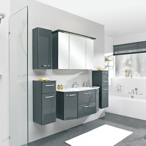Saphir Badmöbel-Set Quickset 327 5-teilig, Waschplatz und LED-Spiegelschrank, (Set, 5-St), Anthrazit Hochglanz, inkl. Türdämpfer, 8 Türen, 1 Klappe, 4 Schubladen