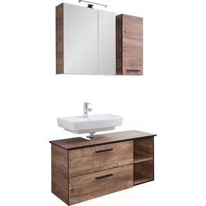 Saphir Badmöbel-Set Quickset 374 3-teilig, Waschtischunterschrank mit LED-Spiegelschrank, (5-St), 103 cm breit, 4 Türen, 2 Schubladen, 2 offene Fächer, inkl. Türdämpfer