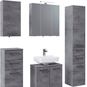 Saphir Badmöbel-Set Quickset 945 5-teilig, Waschbeckenunterschrank mit LED-Spiegelschrank, (5-St), Unterschrank, Hängeschrank, Hochschrank, 9 Türen, inkl. Türdämpfer