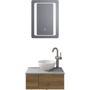 Saphir Badmöbel-Set Serie 6915, (4-St), Gäste-Bad, 61 cm breit, mit LED-Spiegel, offenem Fach und 2 Türen