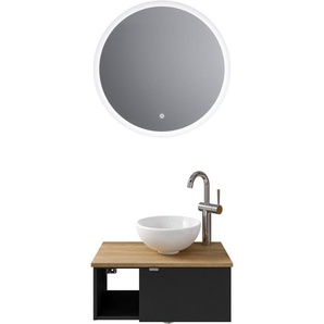 Saphir Badmöbel-Set Serie 6915, (4-St), Gäste-Bad, 70 cm breit, mit LED-Spiegel, offenem Fach und 1 Tür
