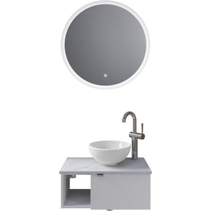 Saphir Badmöbel-Set Serie 6915, (4-St), Gäste-Bad, 70 cm breit, mit LED-Spiegel, offenem Fach und 1 Tür