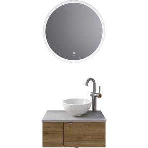 Saphir Badmöbel-Set Serie 6915, (4-St), Gäste-Bad, 70 cm breit, mit LED-Spiegel, offenem Fach und 2 Türen