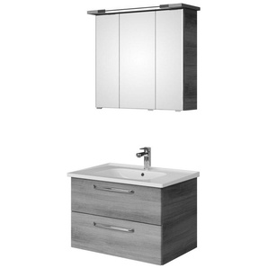Saphir Badmöbel-Set Trentino 2-teilig Keramik-Waschtisch, Spiegelschrank mit LED-Profil, (3-St), Badmöbel-Set 79cm breit, inkl. Türdämpfer, 3 Türen, 2 Auszügen