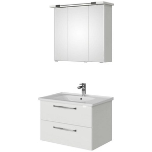 Saphir Badmöbel-Set Trentino 2-teilig Keramik-Waschtisch, Spiegelschrank mit LED-Profil, (3-St), Badmöbel-Set 79cm breit, inkl. Türdämpfer, 3 Türen, 2 Auszügen