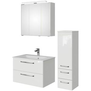 Saphir Badmöbel-Set Badmöbel-Set Trentino 3-tlg Mineralmarmorwaschtisch,LED-Spiegelschrank, (4-St), Badezimmer-Set mit Midischrank inkl. Türdämpfer