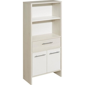 Saphir Midischrank Quickset 350 Badschrank 62 cm breit, 2 Türen, 1 Schublade, 2 Fächer (1-St) Badezimmer-Midischrank Pinie Ida hell, Griffe alufarbig