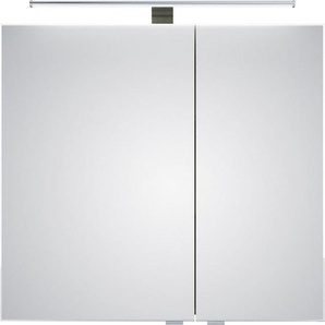 Saphir Spiegelschrank 6005 Sprint Badschrank, 2 Spiegeltüren, 2 Einlegeböden, 75 cm breit inkl. LED-Beleuchtung, Türdämpfer, Schalter-/Steckdosenkombination