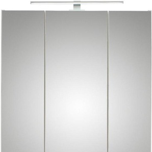Saphir Spiegelschrank Quickset 857 Badschrank, 3 Spiegeltüren, 6 Einlegeböden, 65 cm breit inkl. LED-Beleuchtung, Türdämpfer, Schalter-/Steckdosenkombination