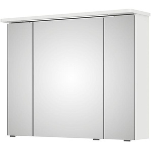 Saphir Spiegelschrank Serie 4005 Badezimmer-Spiegelschrank inkl. LED-Kranzbeleuchtung Badschrank 90 cm breit, 3 Türen, 6 Glas-Einlegeböden, inkl. Türdämpfer