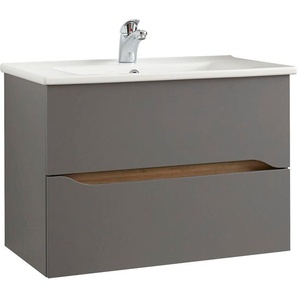 Saphir Waschtisch Quickset Keramikwaschtisch mit Unterschrank, 75 cm breit, Waschplatz, Unterschrank mit Waschbecken, 2 Schubladen, grifflos