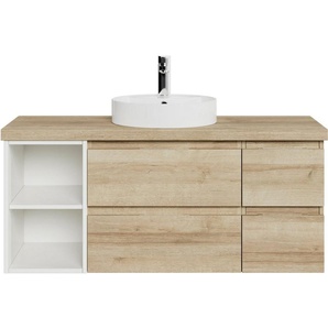 Saphir Waschtisch Serie 4035 Keramik-Aufsatzbecken mit Unterschrank, 118 cm breit, Waschplatz, 4 Schubladen, inkl. Schubladendämpfer, mit Griffuge
