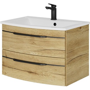 Saphir Waschtisch Serie 7045 Mineralmarmor-Waschtisch und Unterschrank, 71,5 cm breit, Waschplatz mit 2 Schubladen, Badmöbel Set mit Waschtisch