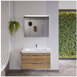 Saphir Waschtisch Serie Balto Mineralmarmor-Waschtisch mit Unterschrank, 92 cm breit (2-St), Waschplatz mit 2 Schubladen, Badschrank in verschiedenen Ausführungen