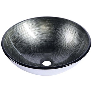 Sapho DAMAR Aufsatzwaschtisch, Glas, Ø 42 cm, Dunkelgrau/Silbern 2501-20