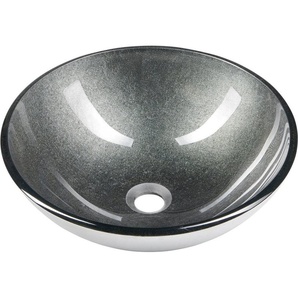 Sapho SKIN Aufsatzwaschtisch, Glas, Ø 42 cm, Grau metallic 2501-16