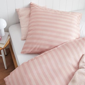 Satin-Bettwäsche - rosa - 100% Baumwolle - - Maße: 155 x 220 cm