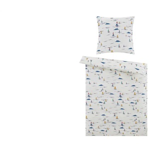 Satin Bettwäsche Segelboote | mehrfarbig | 135 cm |