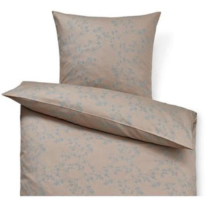 Satin-Bettwäsche, Übergröße, beige/blau