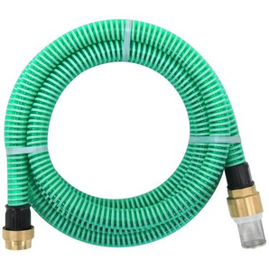 vidaXL Saugschlauch mit Messing-Anschlüssen Grün 1,1 10 m PVC