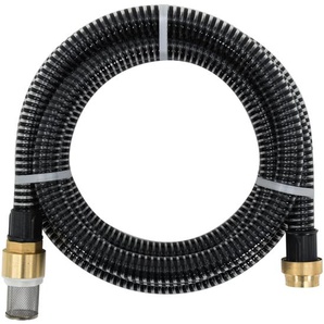 vidaXL Saugschlauch mit Messing-Anschlüssen Schwarz 1,1 3 m PVC